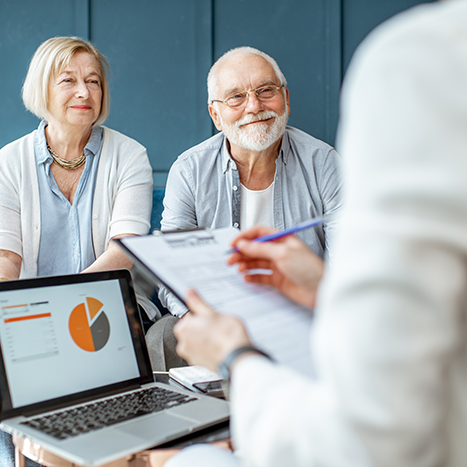 Older adults getting financial assistance from a professional