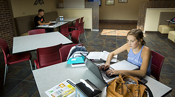 Student studying at a laptop