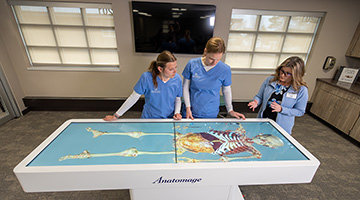 Anatomage Table Students view a body on the anatomage table