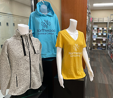 Northwood Tech sweatshirts in bookstore