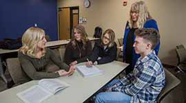 Group of students participating in a group discussion