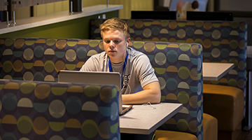 Student studying at a laptop