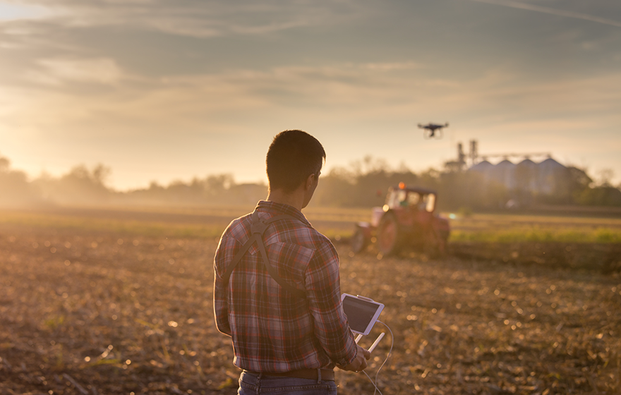 A farmer using drone technology