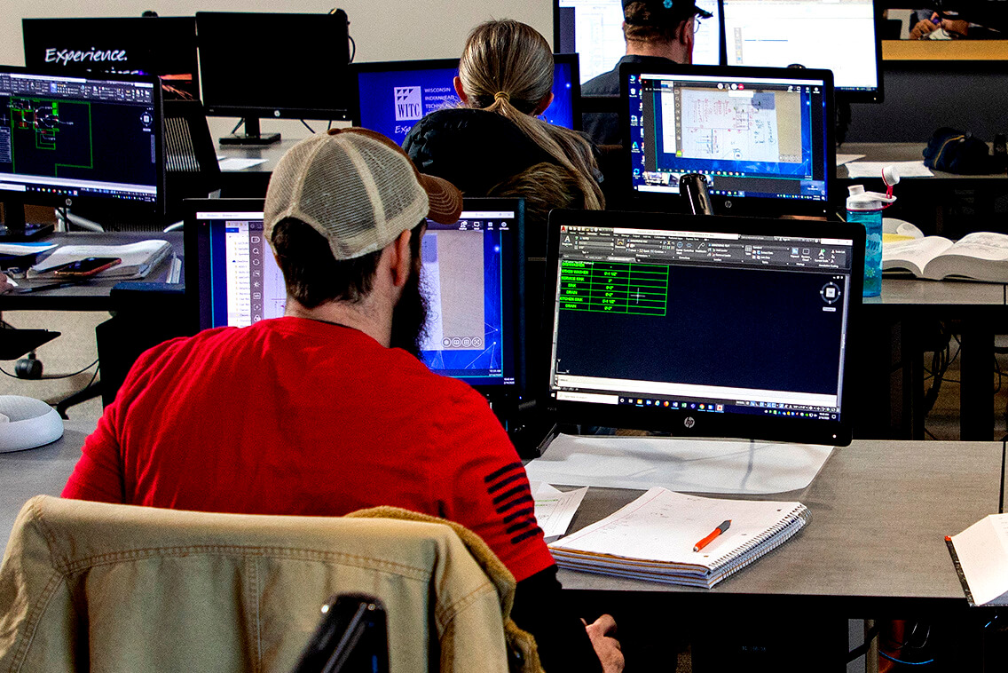 A student utilizing current technology in the architecture industry