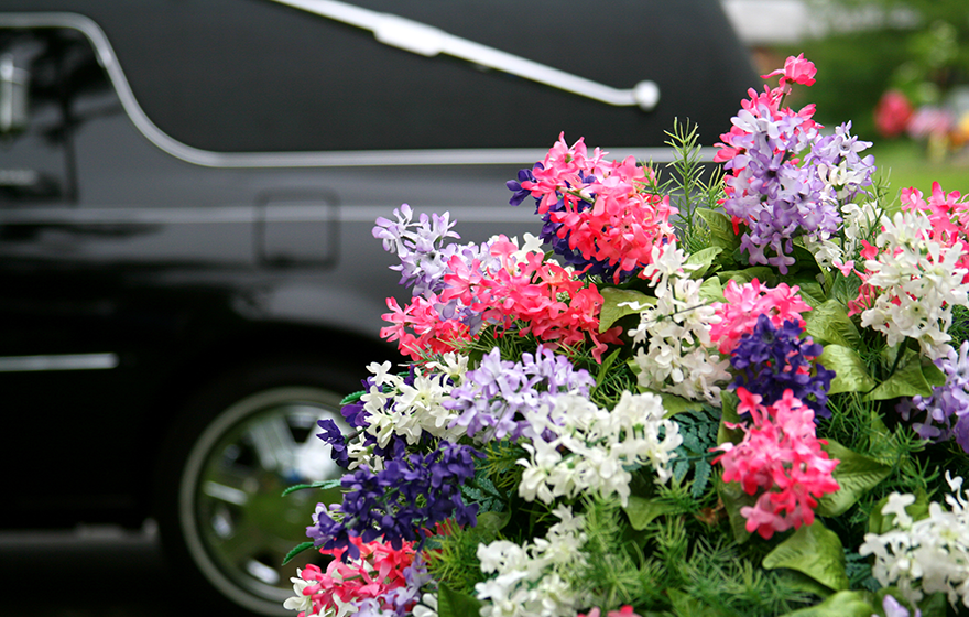 Hearse and Flowers