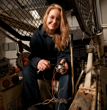 Female student in the Ag Power program