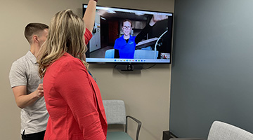 Telehealth Experience Students practices skills in a telehealth space