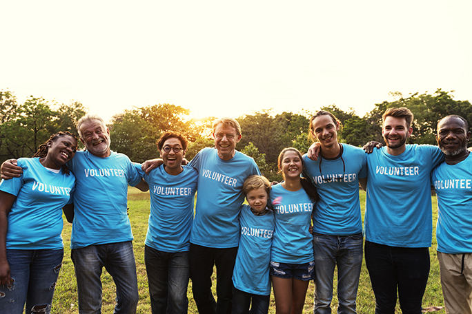 A group of volunteers of all ages