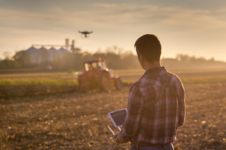 A farmer using drone technology
