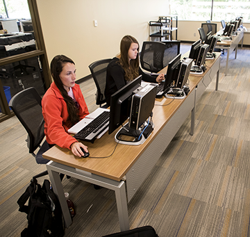 Student studying in the Educational Technology Center