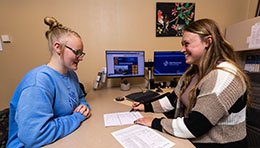 Student and Staff discuss transfer options