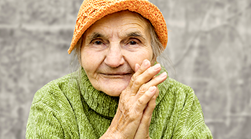 Close up of an aging adult looking into the camera