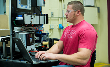 A student working on a computer