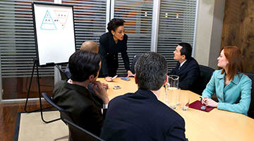 Group of business professionals sitting at a conference table