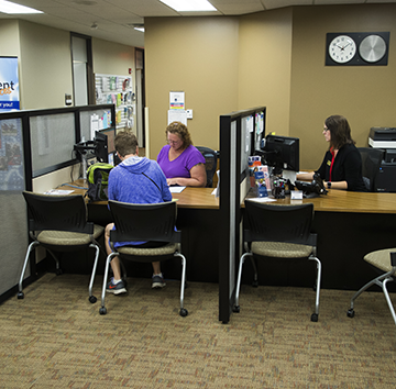 Student receiving support from a Northwood Tech employee