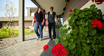 Students walking outside of campus