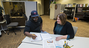 Two students studying together
