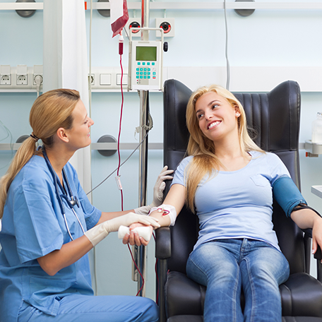 A patient getting their blood drawn