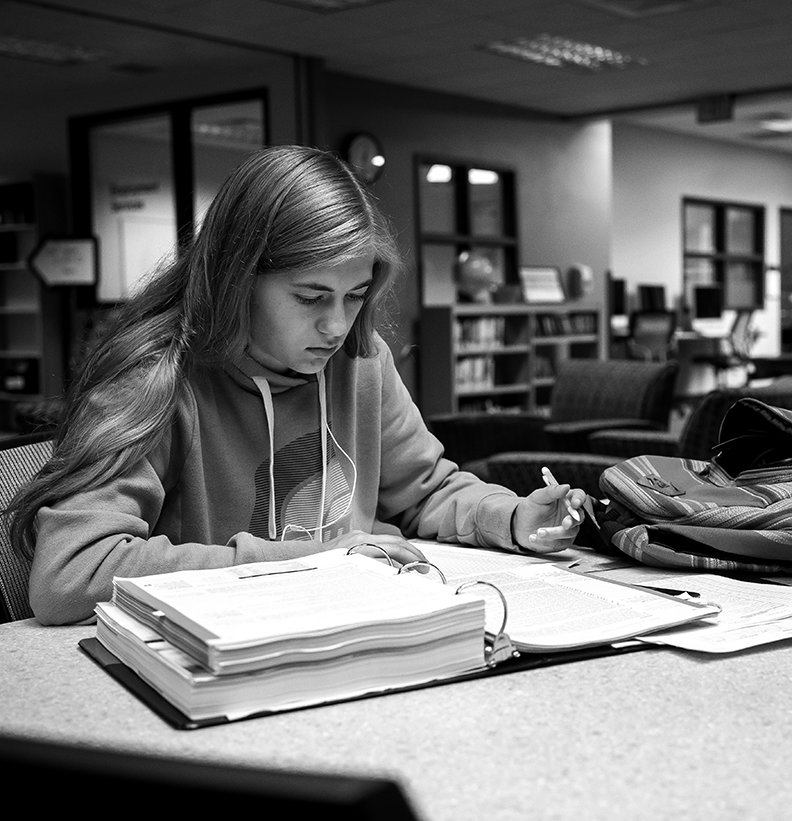 A student studying 