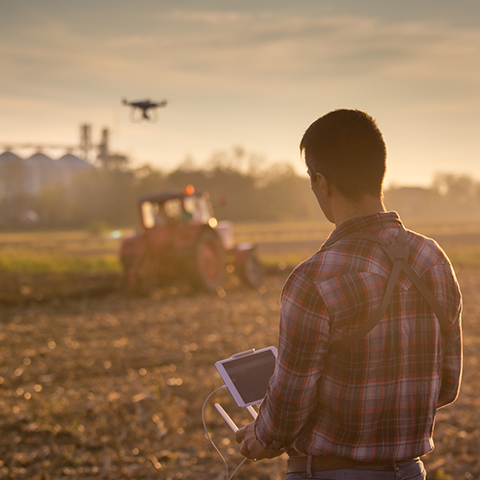 A farmer using drone technology