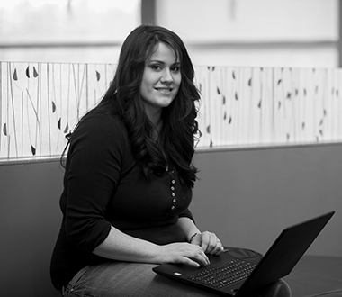 Student using a laptop