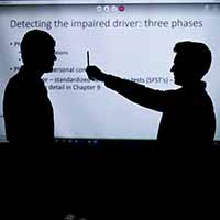 Students practicing how to detect an impaired driver