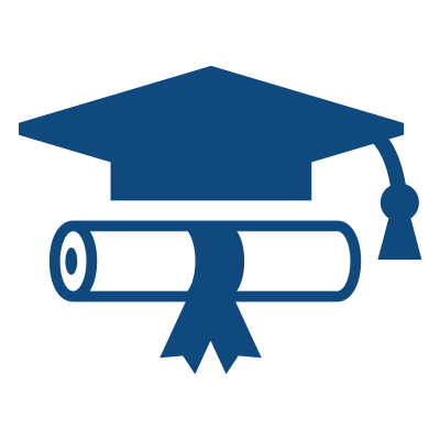 Grad cap and certificate icon