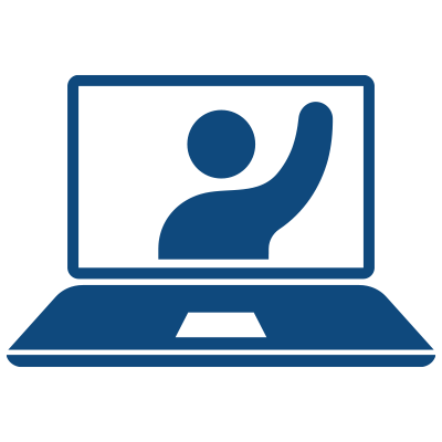 Icon of person waving on laptop
