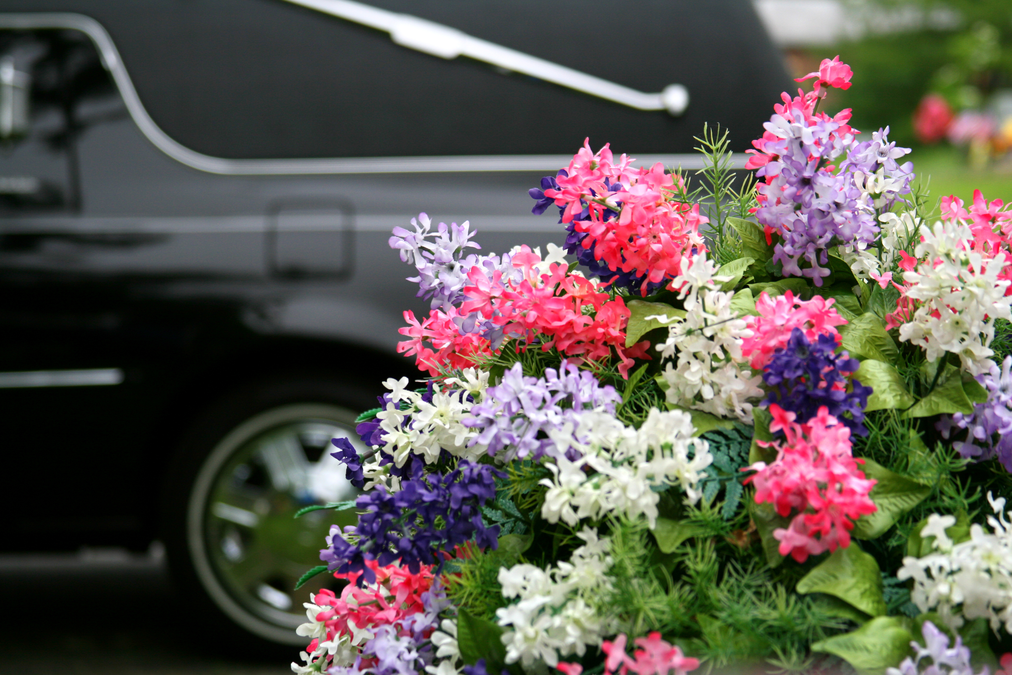 Hearse and Flowers