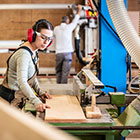 Female working in carpentry shop