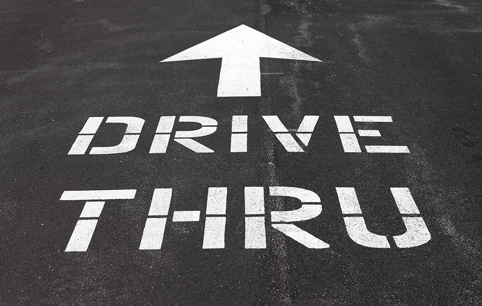 Drive Thru is painted on the road