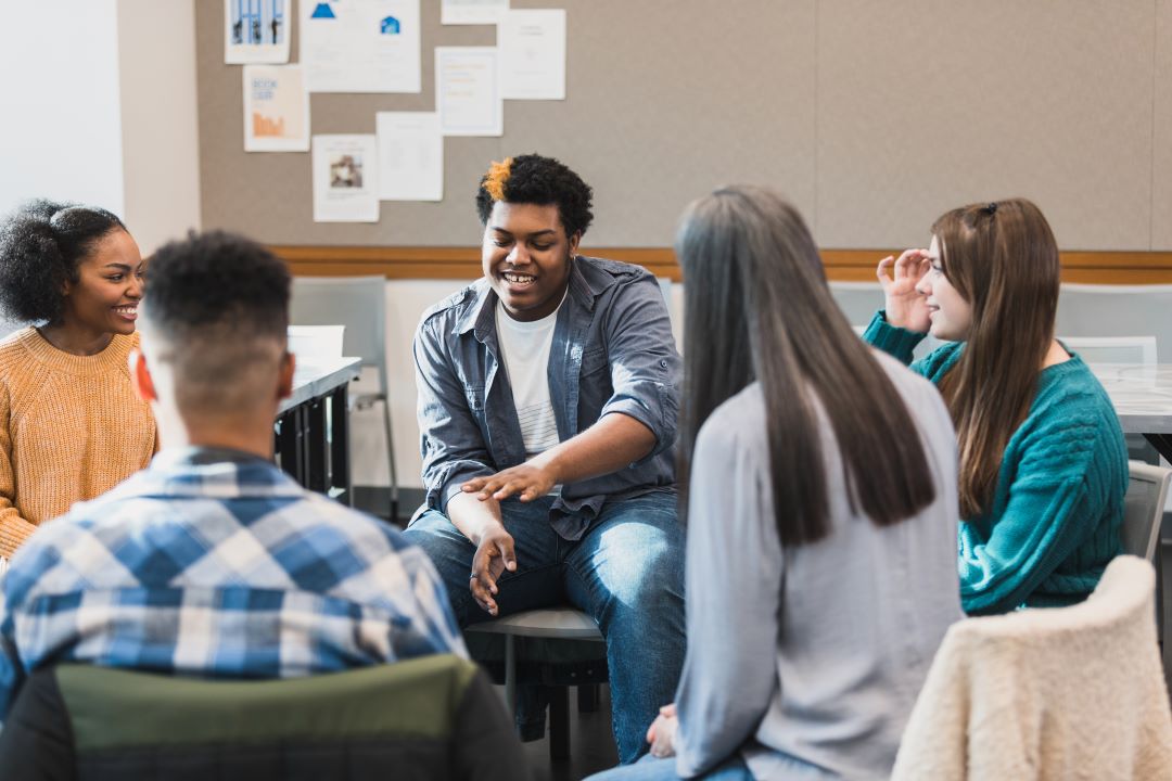 teen group having a conversation