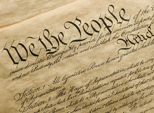 A close up of the Constitution