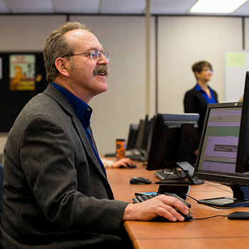 A male student in the Finance program