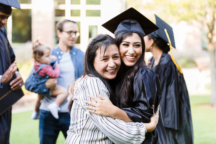 An adult student at graduation