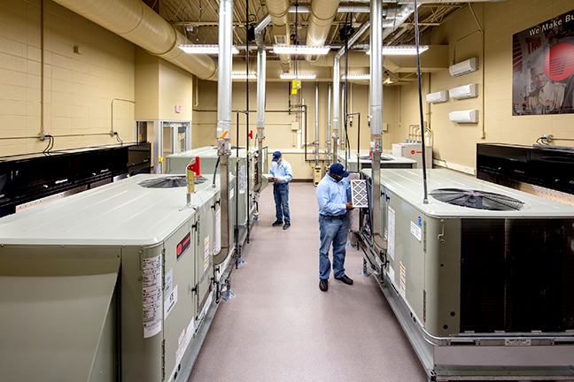 Student working in the HVAC/R lab