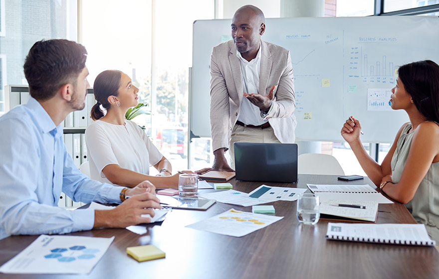 Business professionals in a group meeting