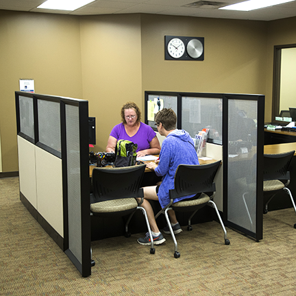 A student receiving financial aid support