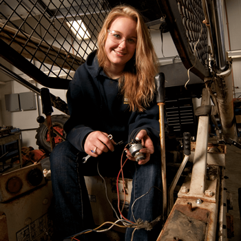 Female student in the Ag Power program