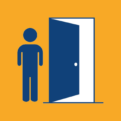 Icon of Stick Figure Heading Towards Open Door