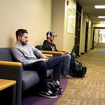 Students hanging out between classes 