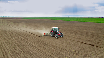 A tractor in a field