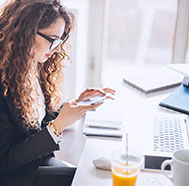 Female working in office space