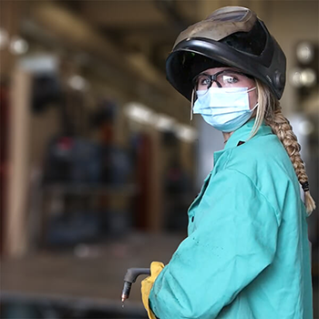 Female Welding student