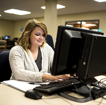 Student studying in the Educational Technology Center