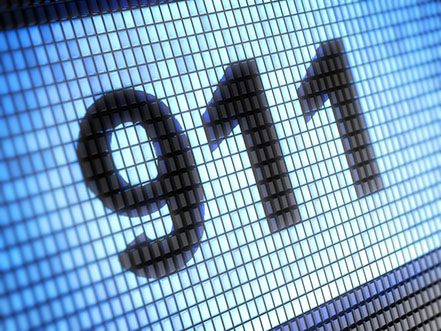 A digital sign displaying 911