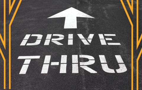 Drive Thru is painted on the road