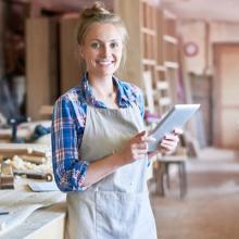 Business Owner working in wood shop