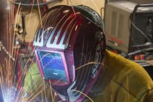 A student practicing welding skills