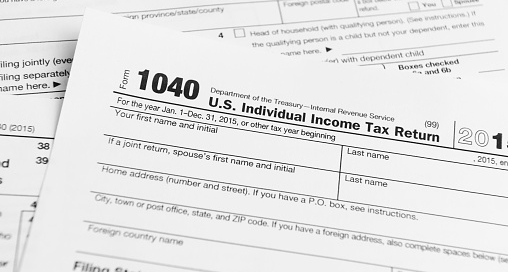 A 1040 Income Tax Return document